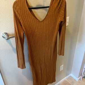 Fashion Nova Caramel Long Sleeve Dress